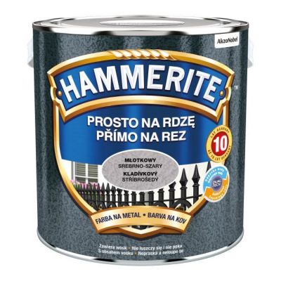 Farba do metalu Hammerite Prosto Na Rdzę młotkowy srebrnoszary 2,5 l