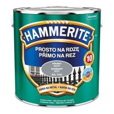 Farba do metalu Hammerite Prosto Na Rdzę półmat szara 2,5 l