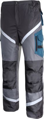Spodnie ocieplane czarno-szaro-turkusowe z odblaskami, M, CE, LAHTI PRO