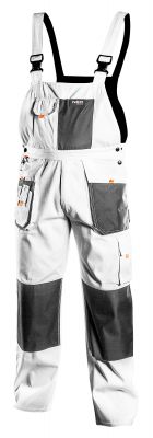 Spodnie robocze na szelkach, białe, HD, rozmiar M/50 NEO