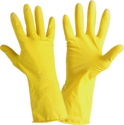 Rękawice lateks gospodarcze żółte,  10, CE, LAHTI PRO