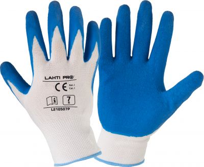 Rękawice lateks niebiesko-białe,  7, CE, LAHTI PRO