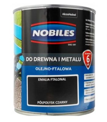Farba alkidowa do drewna metalu betonu Nobiles Ftalonal czarna półpołysk 0,7 l