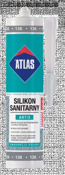 ATLAS Silikon sanitarny elastyczny, 001  BIAŁY 280 ml