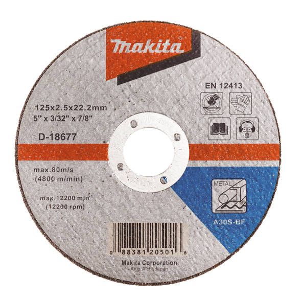 Tarcza tnąca (płaska) do metalu 125x2,5mm A30S Makita D-18677