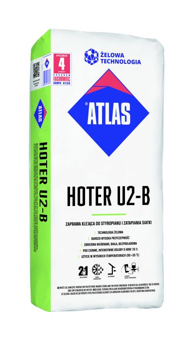 Atlas Hoter U2-B 25kg biały -2 w 1 - zaprawa klejąca do styropianu oraz do zatapiania siatki