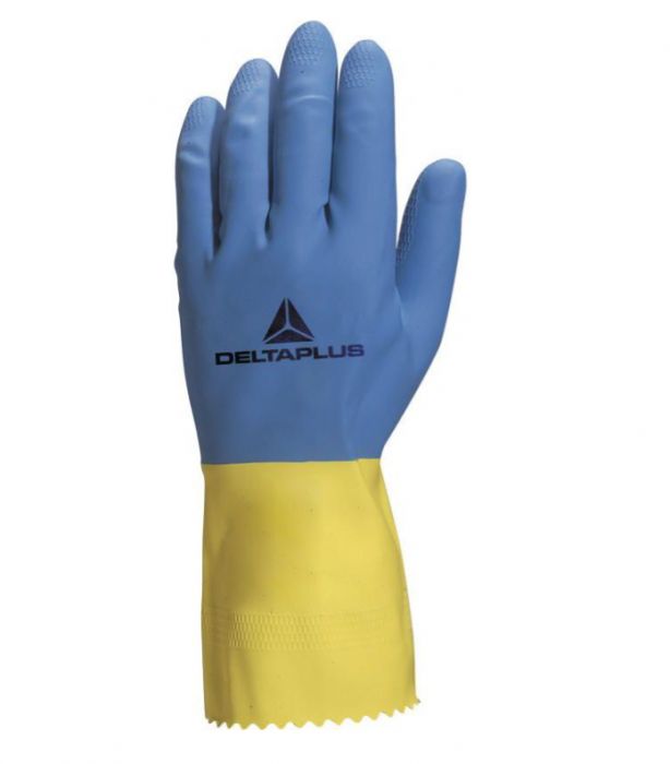 Rękawice lateksowe żółto-niebieskie DELTA PLUS VE330BJ09