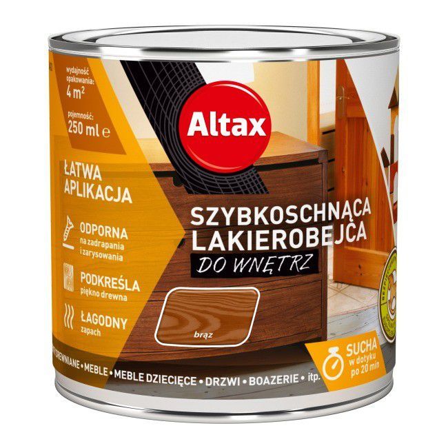 Lakierobejca szybkoschnąca do wnętrz Altax brązowa 0,25 l