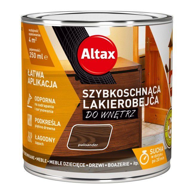 Lakierobejca szybkoschnąca do wnętrz Altax palisander 0,25 l