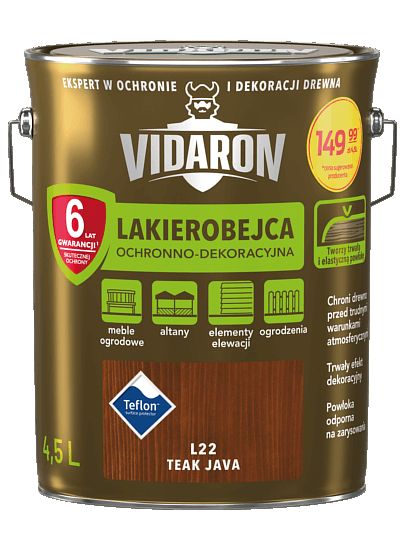 Lakierobejca ochronno-dekoracyjna teak java L22 4,5 L VIDARON