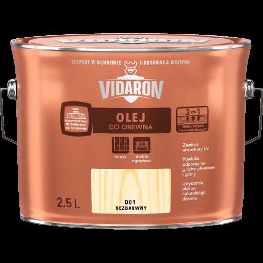 Olej do drewna bezbarwny D01 2,5 L VIDARON