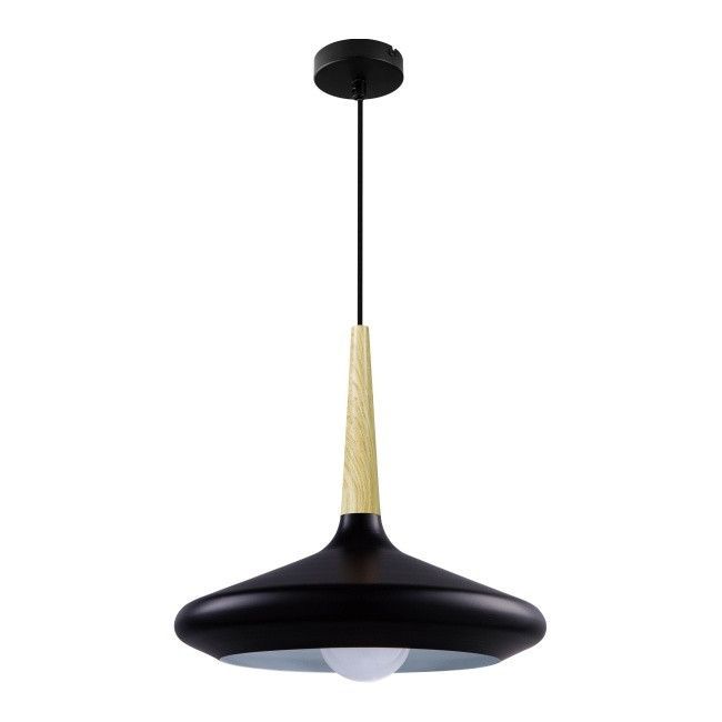 Lampa wisząca GoodHome Arraqis 1-punktowa E27 36 cm czarna z drewnem