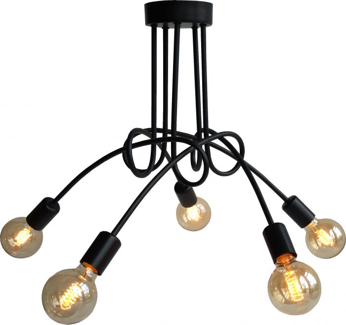 Lampa wisząca 5-punktowa Spin czarna LIGHT-PRESTIGE