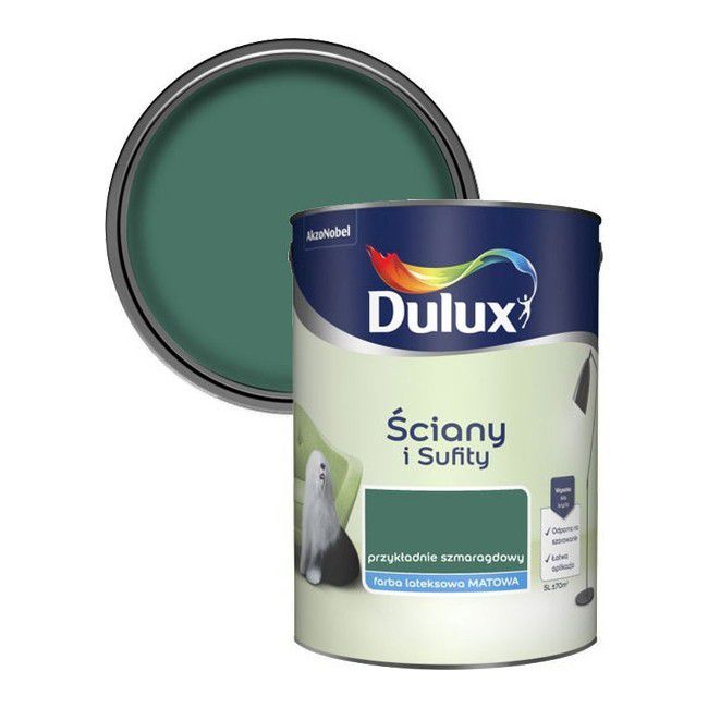 Farba Dulux Ściany i Sufity przykładnie szmaragdowy 5 l