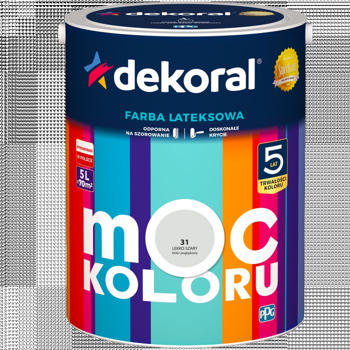 Farba lateksowa Moc Koloru lekko szary 5 L DEKORAL