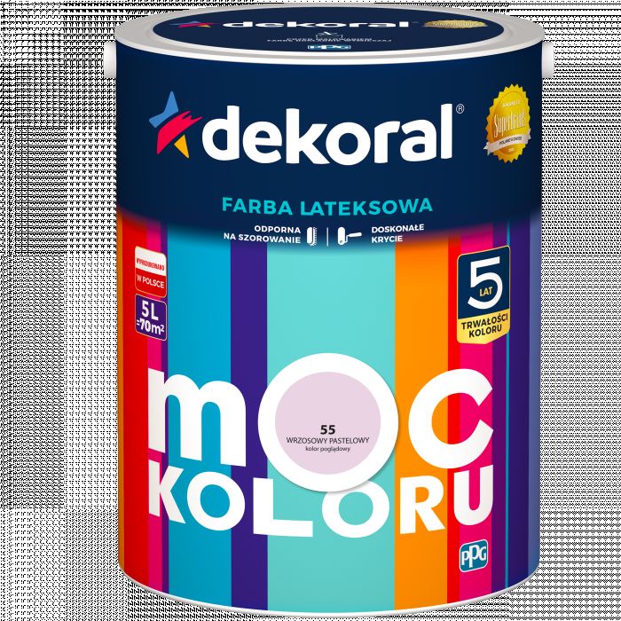 Farba lateksowa Moc Koloru wrzosowy pastelowy 5 L DEKORAL