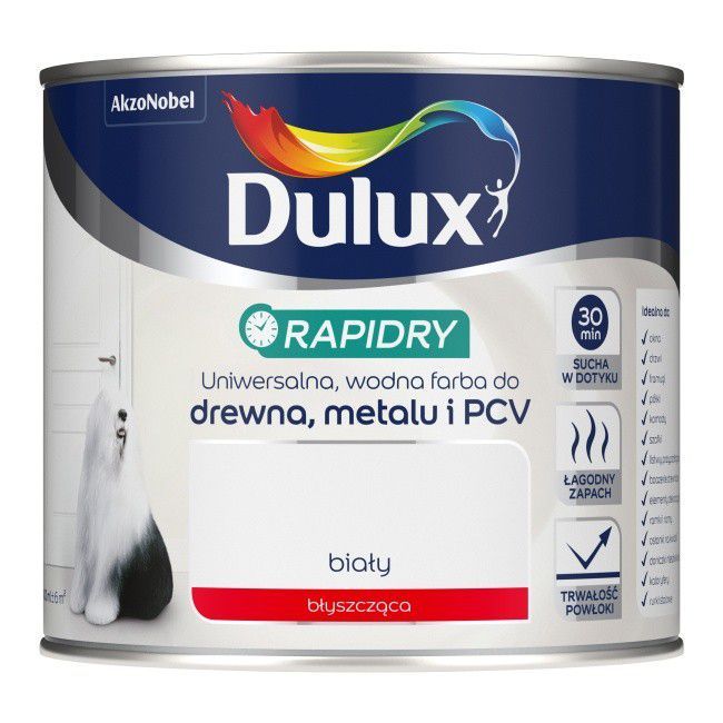 Emalia akrylowa Dulux Rapidry biała błyszcząca 0,4 l