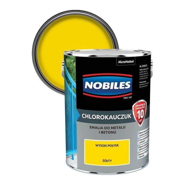 Emalia chlorokauczukowa Nobiles do metalu i betonu żółta 5 l