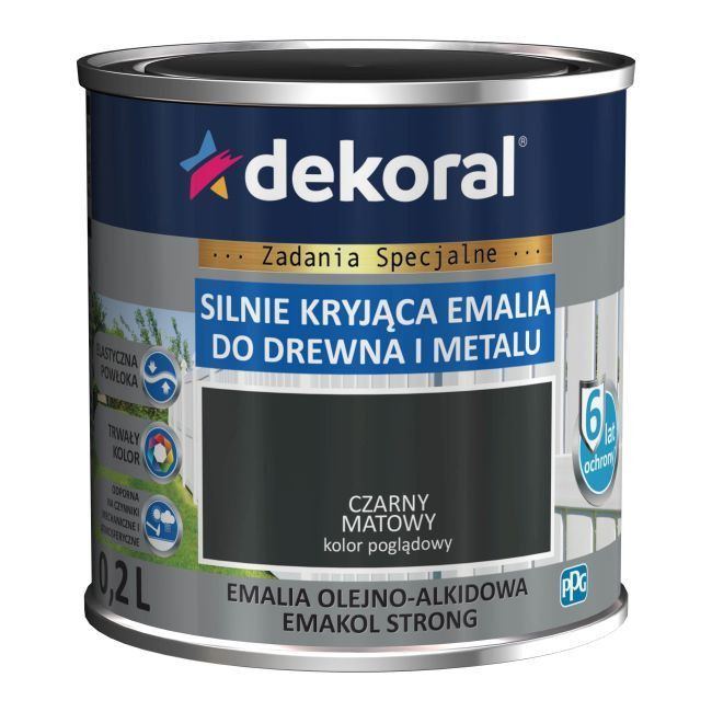 Emalia Dekoral Emakol Strong czarna mat 0,2 l