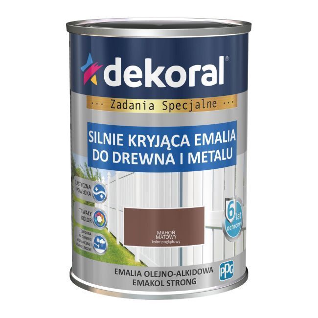 Emalia Dekoral Emakol Strong mahoń mat 0,9 l