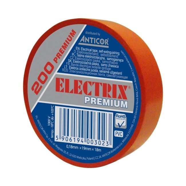 Taśma izolacyjna PCV Electrix 200 0,18 mm x 19 mm x 18 m czerwona