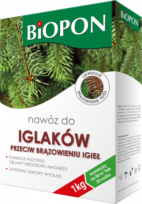 Nawóz do iglaków przeciw brązowieniu igieł granulat 1 kg BIOPON