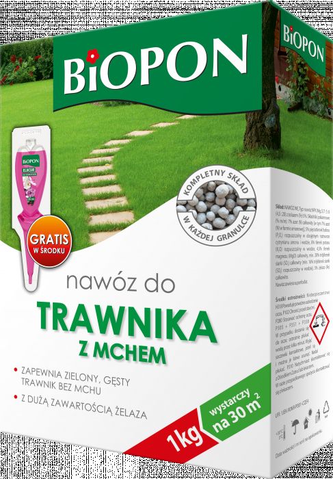 Nawóz do trawnika z mchem 1 kg BIOPON