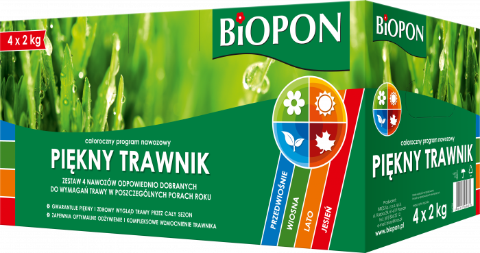 Nawóz Piękny Trawnik roczny program nawozowy 4x2 kg BIOPON