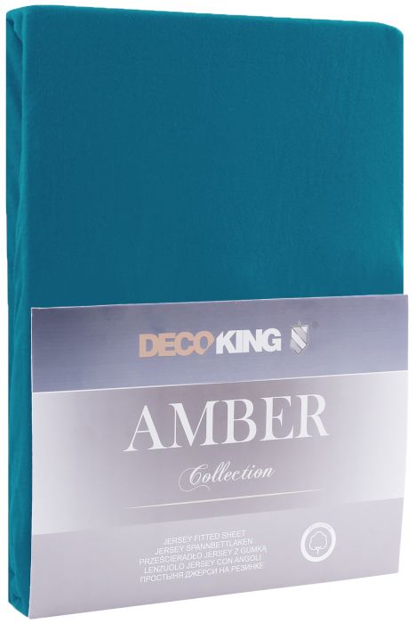 Prześcieradło Amber szafirowy niebieski 200-220x200+30 cm DECOKING
