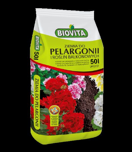 Ziemia do pelargonii i roślin balkonowych 50 L BIOVITA