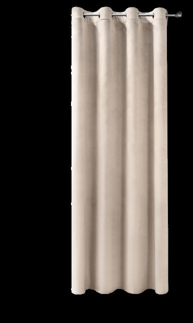 Zasłona welwetowa jednokolorowa Melanie 140x250 cm beżowa na przelotkach EUROFIRANY