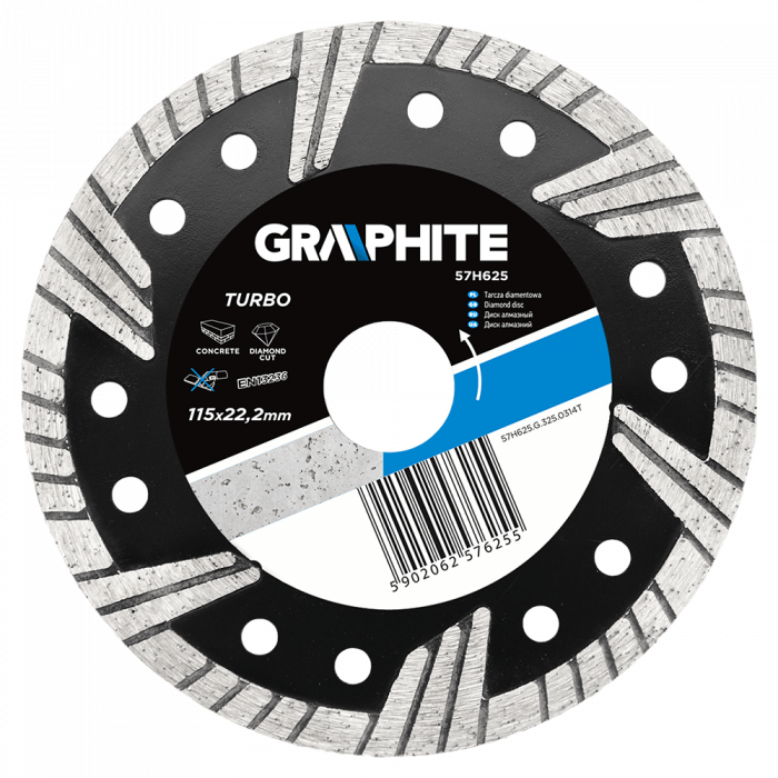 Tarcza diamentowa 115 x 22.2 mm, turbo GRAPHITE