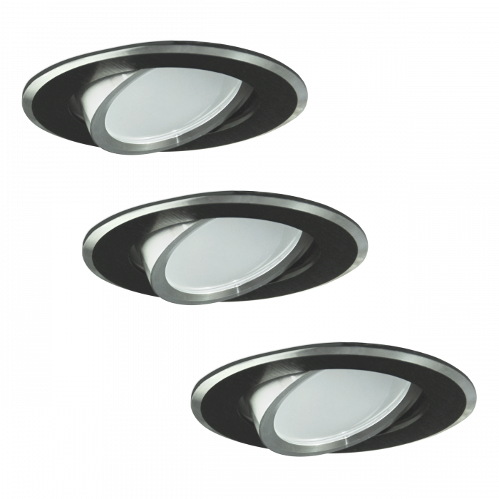 Oprawki podtynkowe LED Sun aluminiowe 3in1 okragle czarne szczorkowane trójpak POLUX