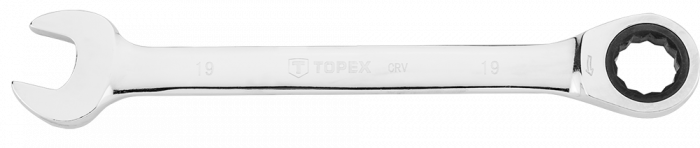 Klucz płasko-oczkowy z grzechotką, 19 mm TOPEX