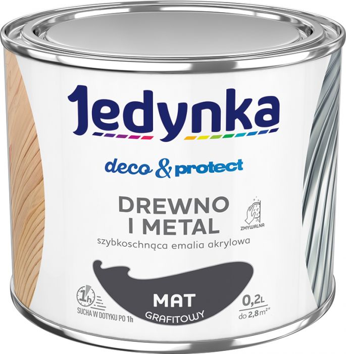 Emalia akrylowa Deco&Protect drewno i metal mat grafitowy 0,2 L JEDYNKA