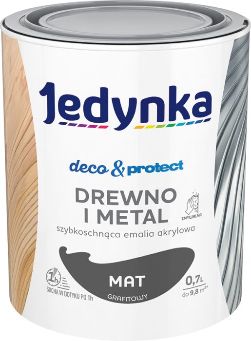 Emalia akrylowa Deco&Protect drewno i metal mat grafitowy 0,7 L JEDYNKA