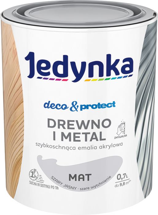 Emalia akrylowa Deco&Protect drewno i metal mat szary jasny 0,7 L JEDYNKA