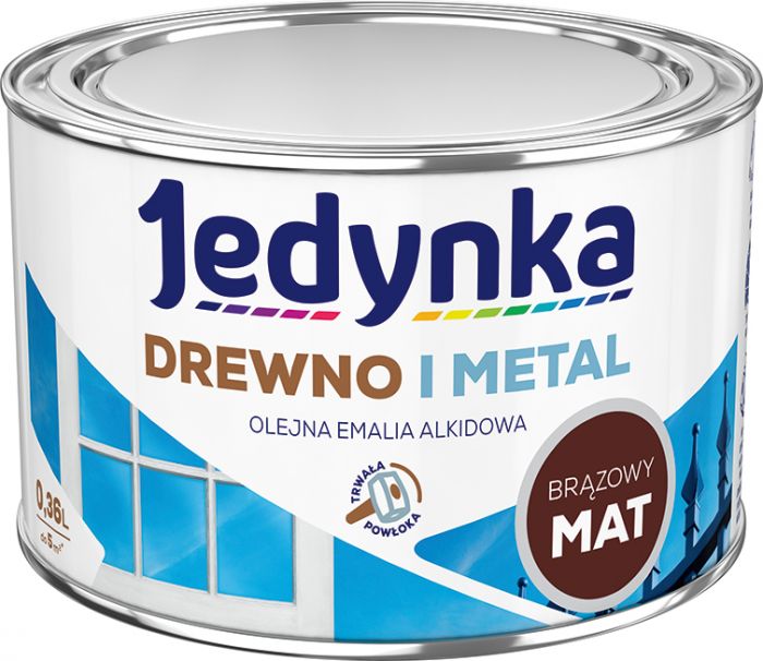 Emalia olejno-alkidowa drewno i metal brąz 0,36 L mat JEDYNKA