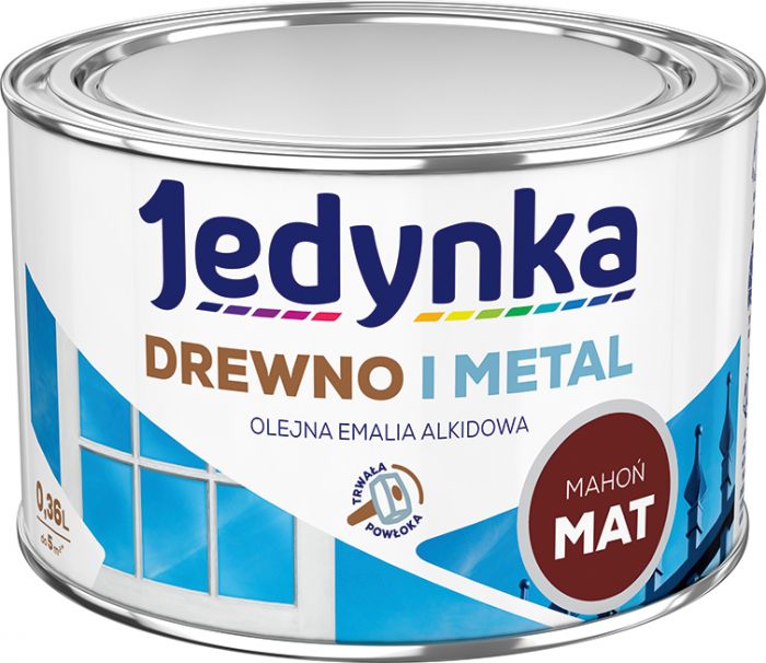 Emalia olejno-alkidowa drewno i metal mahoń 0,36 L mat JEDYNKA