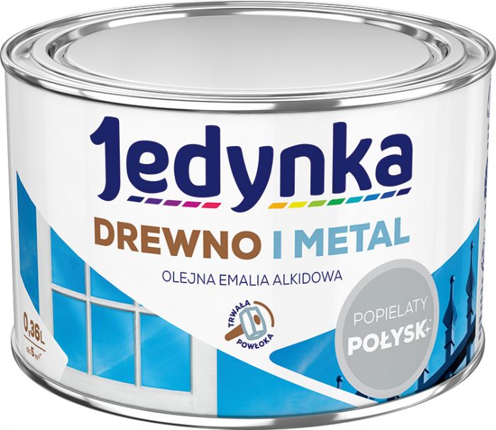 Emalia olejno-alkidowa drewno i metal popielaty 0,36 L połysk JEDYNKA