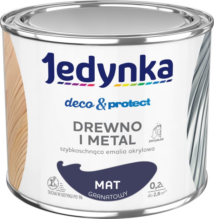 Farba do drewna i metalu Deco&Protect mat granatowy 0,2 L JEDYNKA