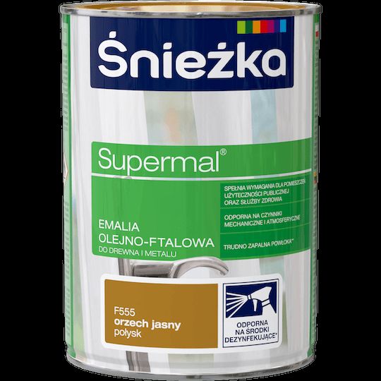 Farba do drewna i metalu orzech jas. 0,8 L Supermal ŚNIEŻKA