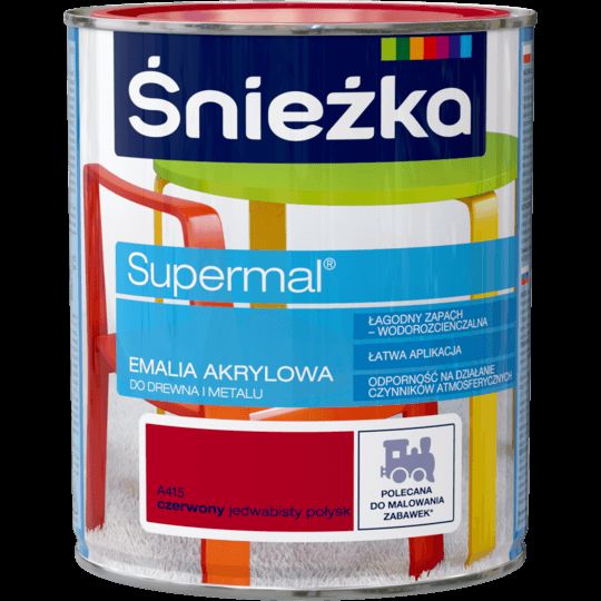 Farba emaliowo-akrylowa Supermal 0,8 L czerwona ŚNIEŻKA