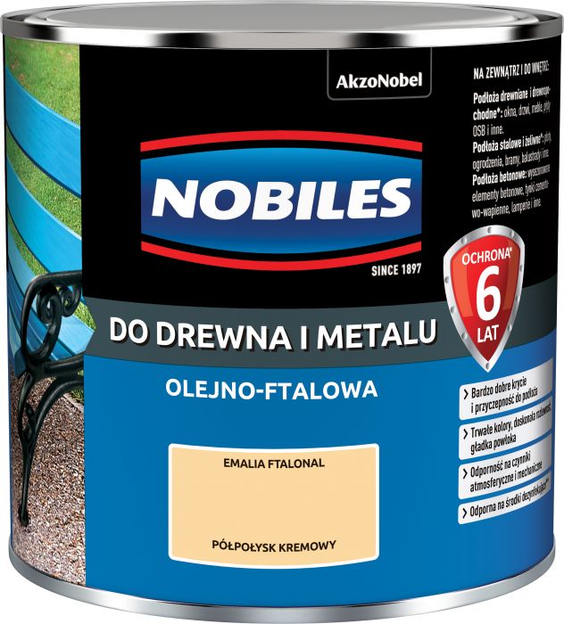 Farba ftalowa do drewna i metalu Ftalonal 0,25 L kremowy półpołysk NOBILES