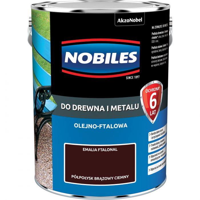 Farba ftalowa do drewna i metalu Ftalonal 5 L ciemny brązowy NOBILES