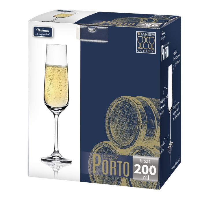 Kieliszki Porto szampan 200 ml - 6 szt. GALICJA