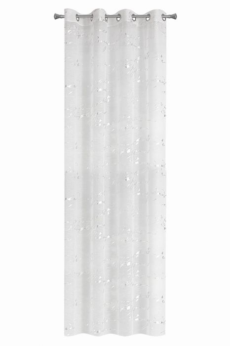 Firana Cecily biało-srebrna 135x250 cm na przelotkach EUROFIRANY
