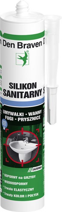 Silikon sanitarny Silicone-Sanitary szary 280 ml DEN BRAVEN