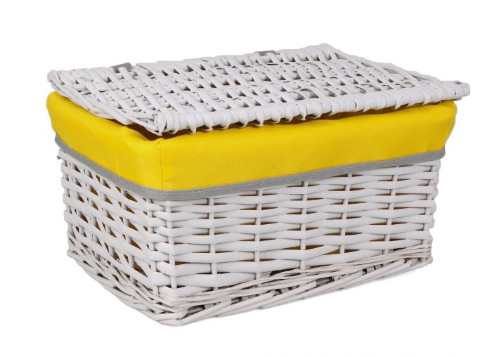 Kufer wiklinowy z żółtym materiałem 33x24x18 cm szary TIN TOURS