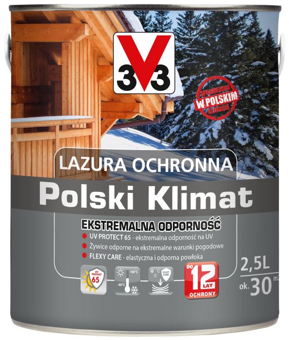 Lazura ochronna Polski Klimat Ekstremalna Odporność Sosna skandynawska 2,5 L V33